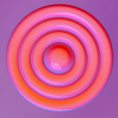 3D render. Glass pink Scene with simple geometrical forms in minimal style.