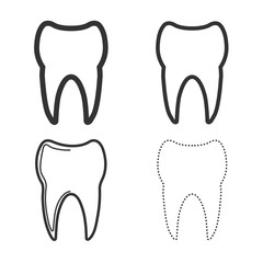 Tooth icon. Black flat symbol with shadow.