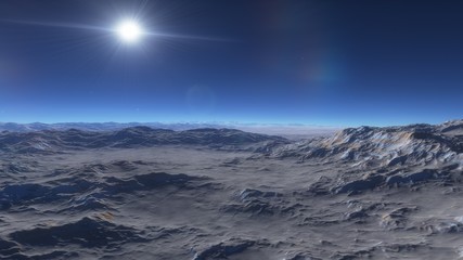 science fiction wallpaper, cosmic landscape, realistic exoplanet, abstract cosmic texture, beautiful alien planet in far space, detailed planet surface, abstract aerial view, abstract texture 3d rende