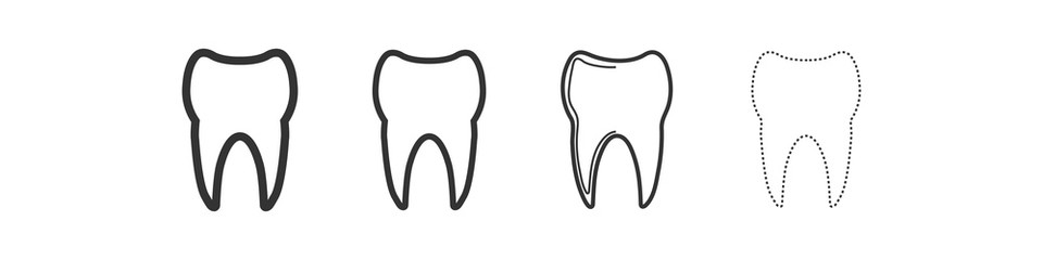 Tooth icon. Black flat symbol with shadow.