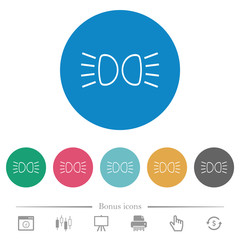 Car parking lights indicator flat round icons
