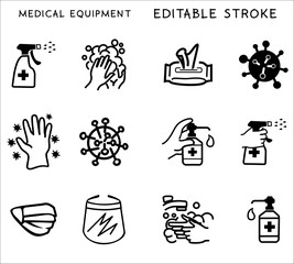Coronaviruses Protection icons set