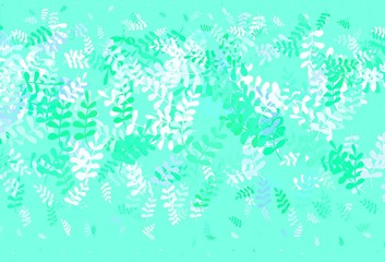 Fototapeta na wymiar Light Blue, Green vector elegant pattern with leaves.