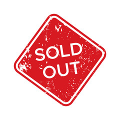 Red sold out rubber stamp. Isolated vector grunge sold out seal, illustration retail vintage stencil unclean insignia