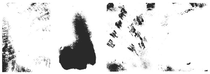 Set of the vector grunge textures isolated on white background.