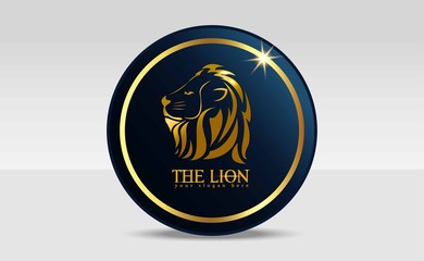 The Lion Logo Concept with Gold Colour. Vector Illustration