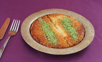 Delicious and Traditional Turkish Dessert Kunefe. Turkish Culture.