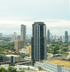 Manila, Philippines - August 12 2020: Manila skyline cityscape shot wide angle. 