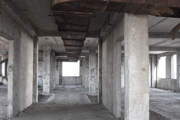 Ruins of unfinished construction of multi-storey residential building