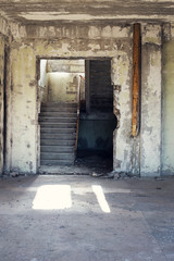 Ruins of unfinished construction of multi-storey residential building