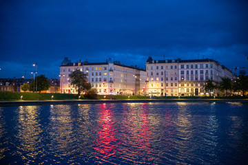 Fototapeta na wymiar The lakes at Copenhagen by Night