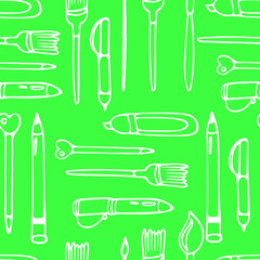 School supplies. Seamless pattern. Vector