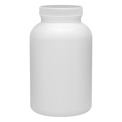 Supplement bottle. White pill jar mockup isolated