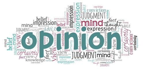 Fototapeta premium Opinion word cloud isolated on a white background.