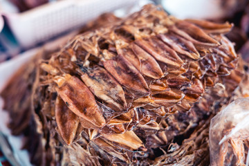 Dried squid and seafood Fish market on the island Seafood