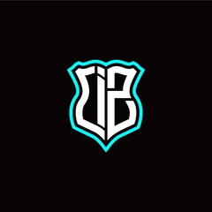 Initial I Z letter with shield style logo template vector