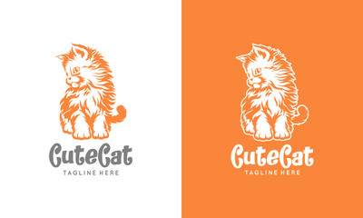 Cat Logo Character - Kitten Mascot Vector Illustration