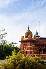 Victoria Memorial Building red brick building with dome, British colonial era style in Colombo, Sri Lanka