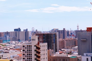 道後公園展望台から中心地の観覧車方面を眺める