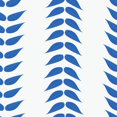 Fototapeta na wymiar Vector hand drawn seamless pattern with leaves. Foliage of an infinite pattern. Blue leaves on a white background