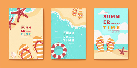 Summer time beach flyer set