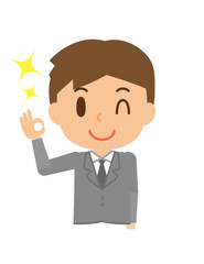 ビジネスマン　OKサイン