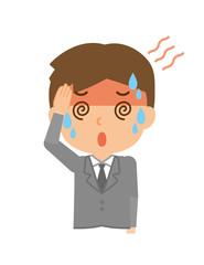 ビジネスマン　熱中症　熱射病　発熱