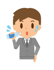 ビジネスマン　水分補給　熱中症対策