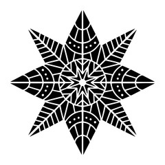 Isolated vector abstract design lined silhouette ornamental star snowflake