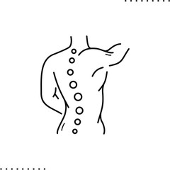 Back and spine, spinal diagnostic vector icon in outline 