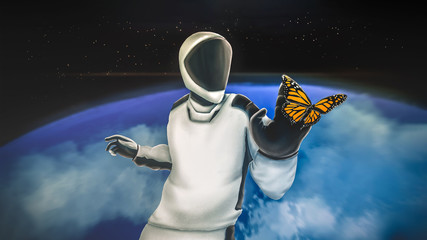 astronaut in space with butterfly © Anurag