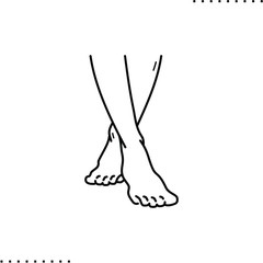 woman walking feet, tiptoe vector icon in outline