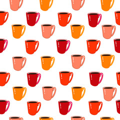 color cups seamless pattern on the white background
