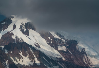 Fototapeta premium Kazbegi Peak and Glacier, Kazbegi Reserve, Georgian Military Highway, Mtskheta-Mtianeti Region, Georgia, Middle East
