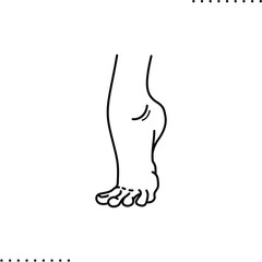 tiptoe, barefoot vector icon in outline