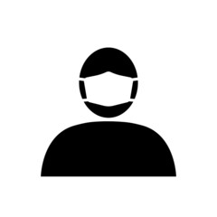 Icon of person in medical mask. Man in protective surgical mask or respirator. Vector Illustration