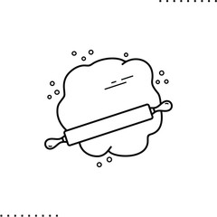 dough and rolling pin vector icon in outline
