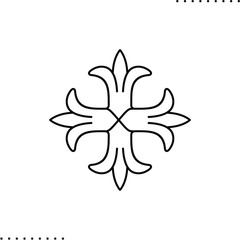 christian cross vector icon in outline