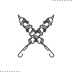 crossed kebab vector icon in outline