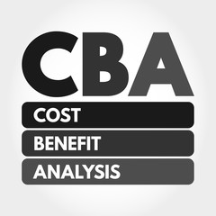 CBA - Cost-benefit Analysis acronym, business concept background