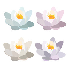 Lotus flower isolated in flat design on white.