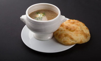 Russian soup with flatbread