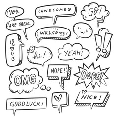 Set of hand drawn speech bubble