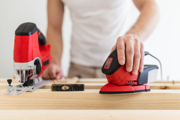 Male carpenter working on a project