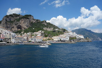 Fototapeta na wymiar Amalfi town on coast in Campania, Italy