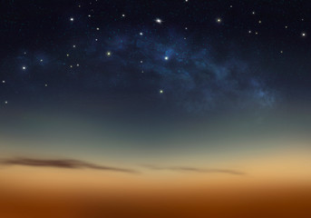 Sunset sky and stars with milky way Abstract background