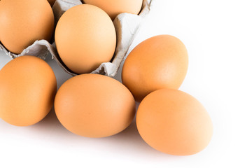 The eggs isolated on white background