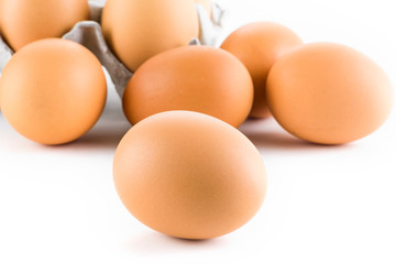 The eggs isolated on white background
