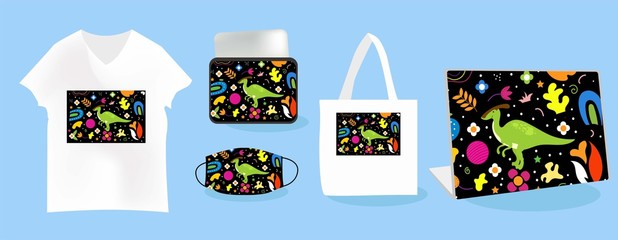 Cute Illustration art Prehistoric an pattern background. can be applied on the watch, totebag. souvenirs, tshirt, stickers, phone cases, pillows, laptop skins, travel mugs, masks, pin buttons