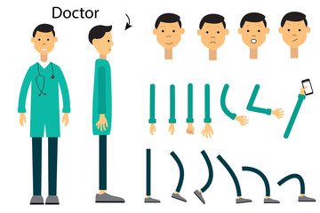 Fototapeta premium The character is a doctor. Character for animation. Set for your movement.